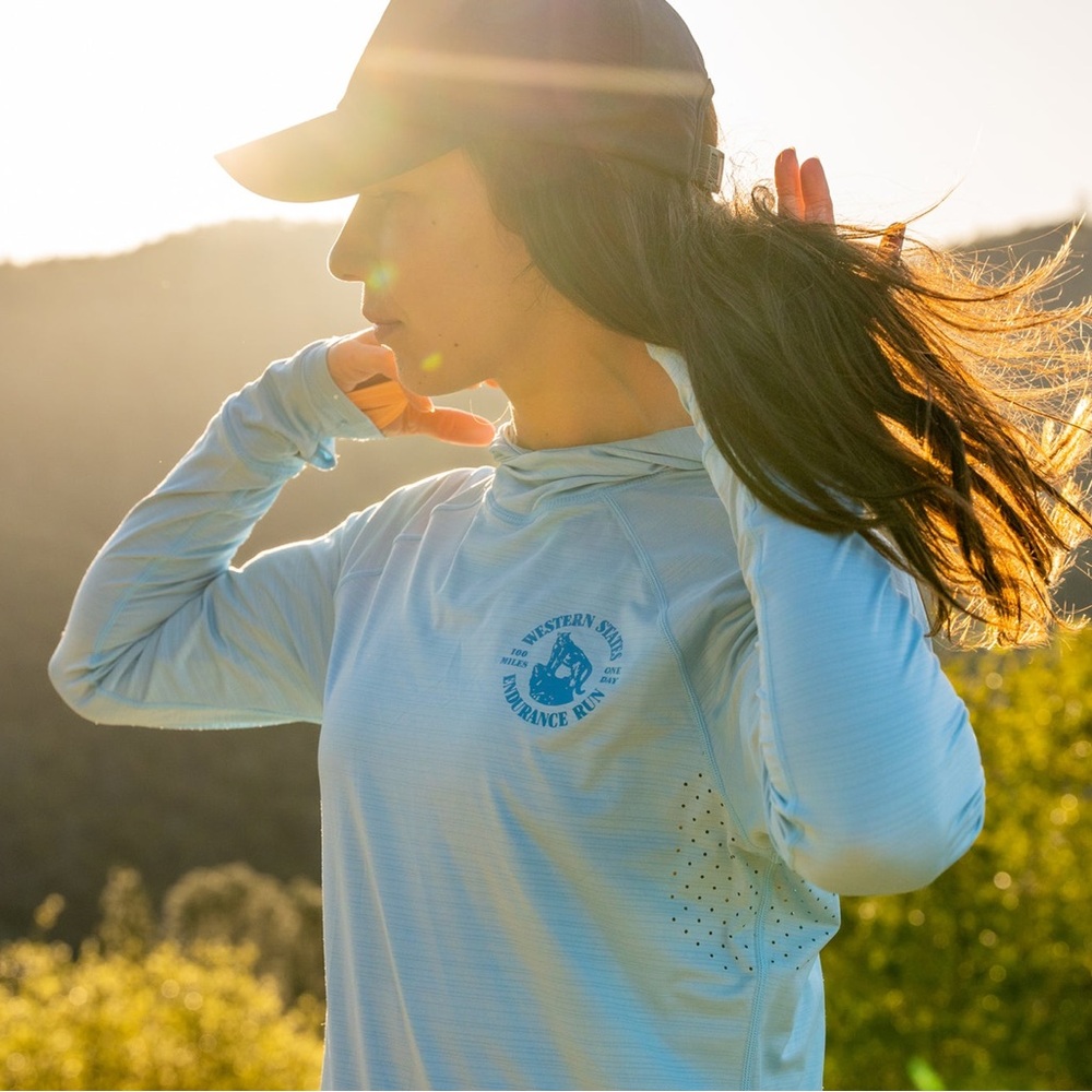 Rabbit x Hoka Western States UPF deflector hoodie